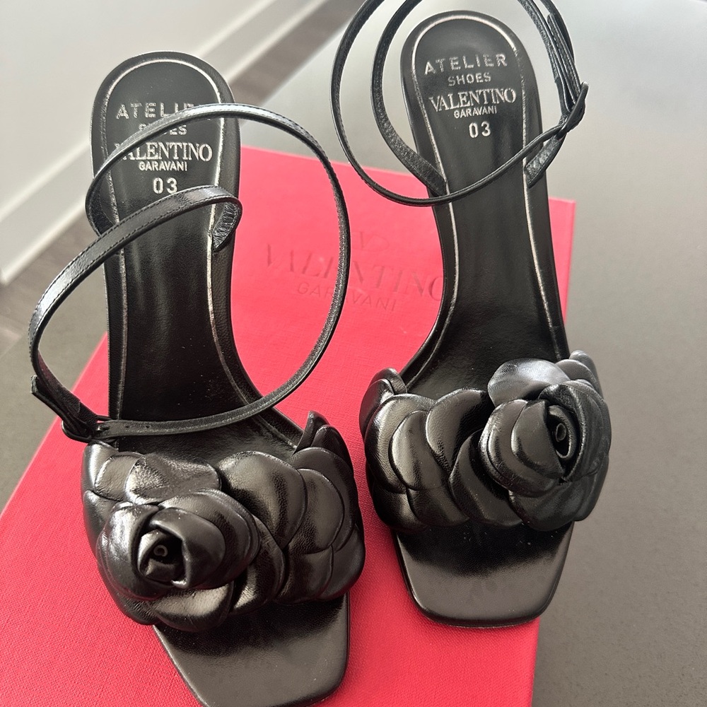 Valentino Garavani Black Rose Heels